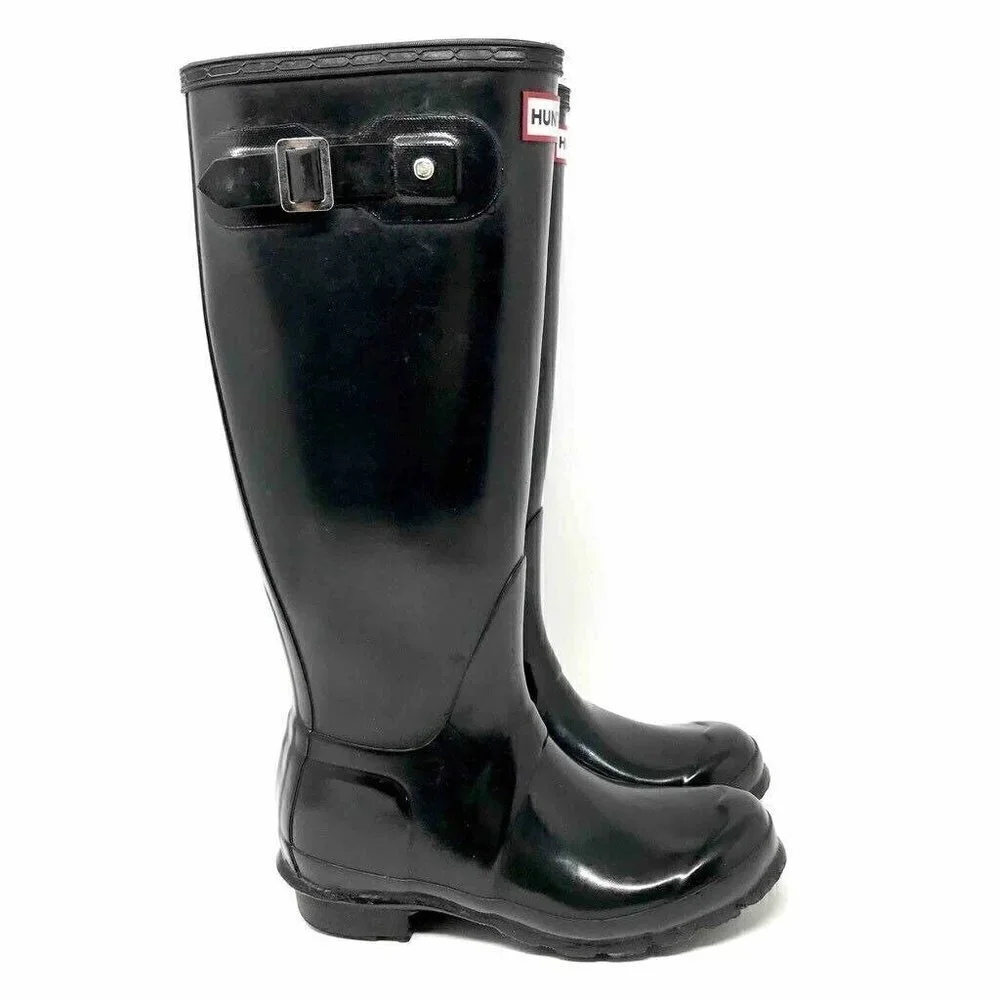 Hunter Originals Gloss Tall Rain Boots Black 5